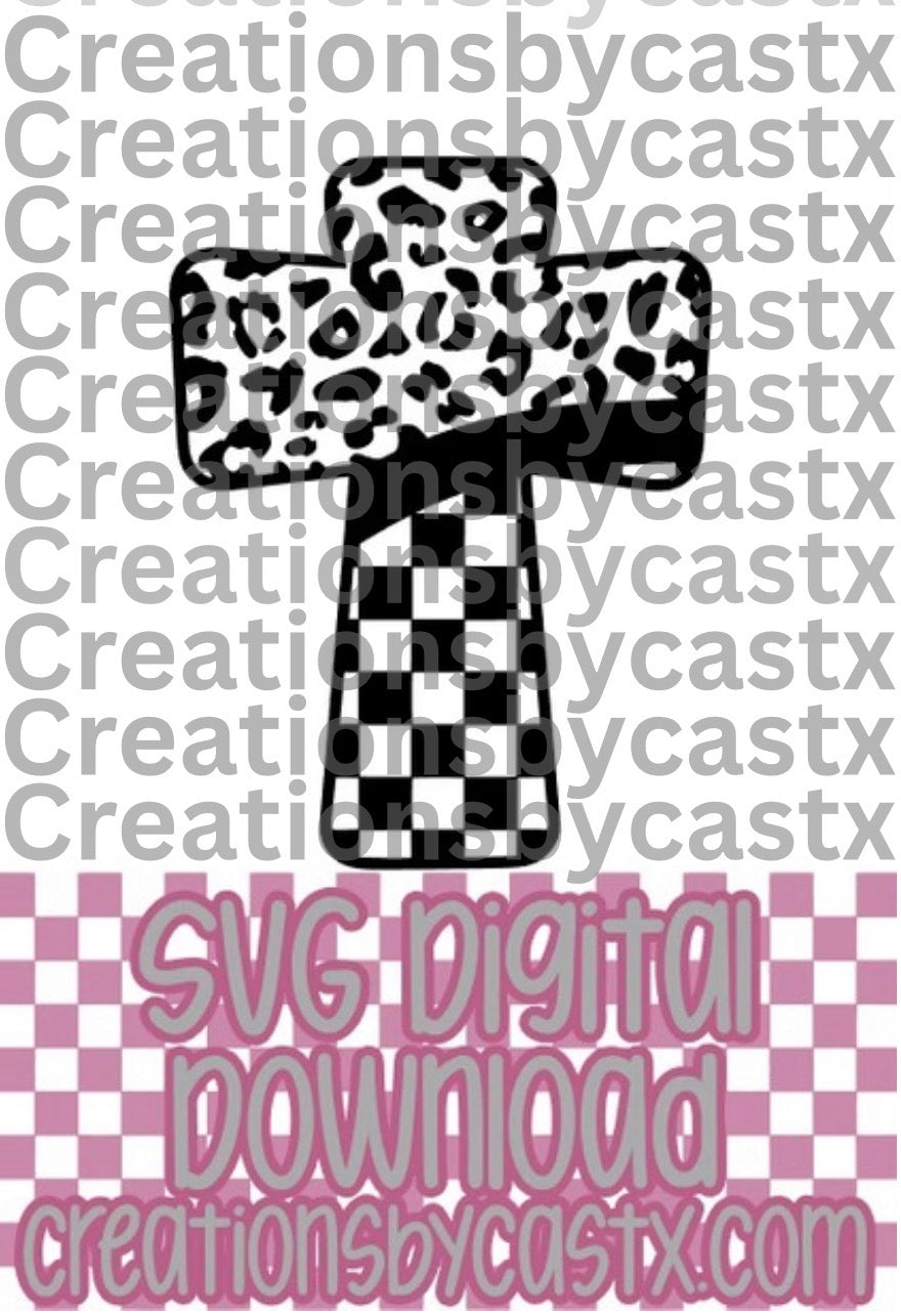Leopard Checkered Cross SVG