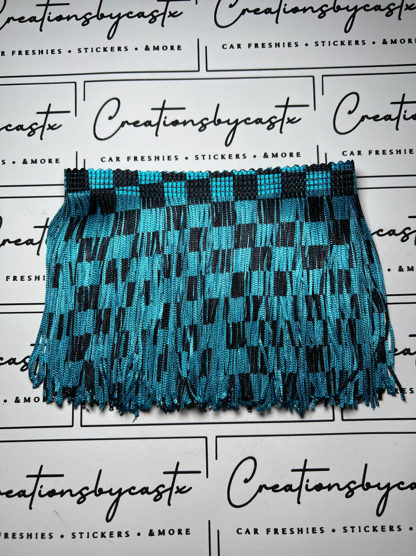 Black and Turquoise Checkered Fringe