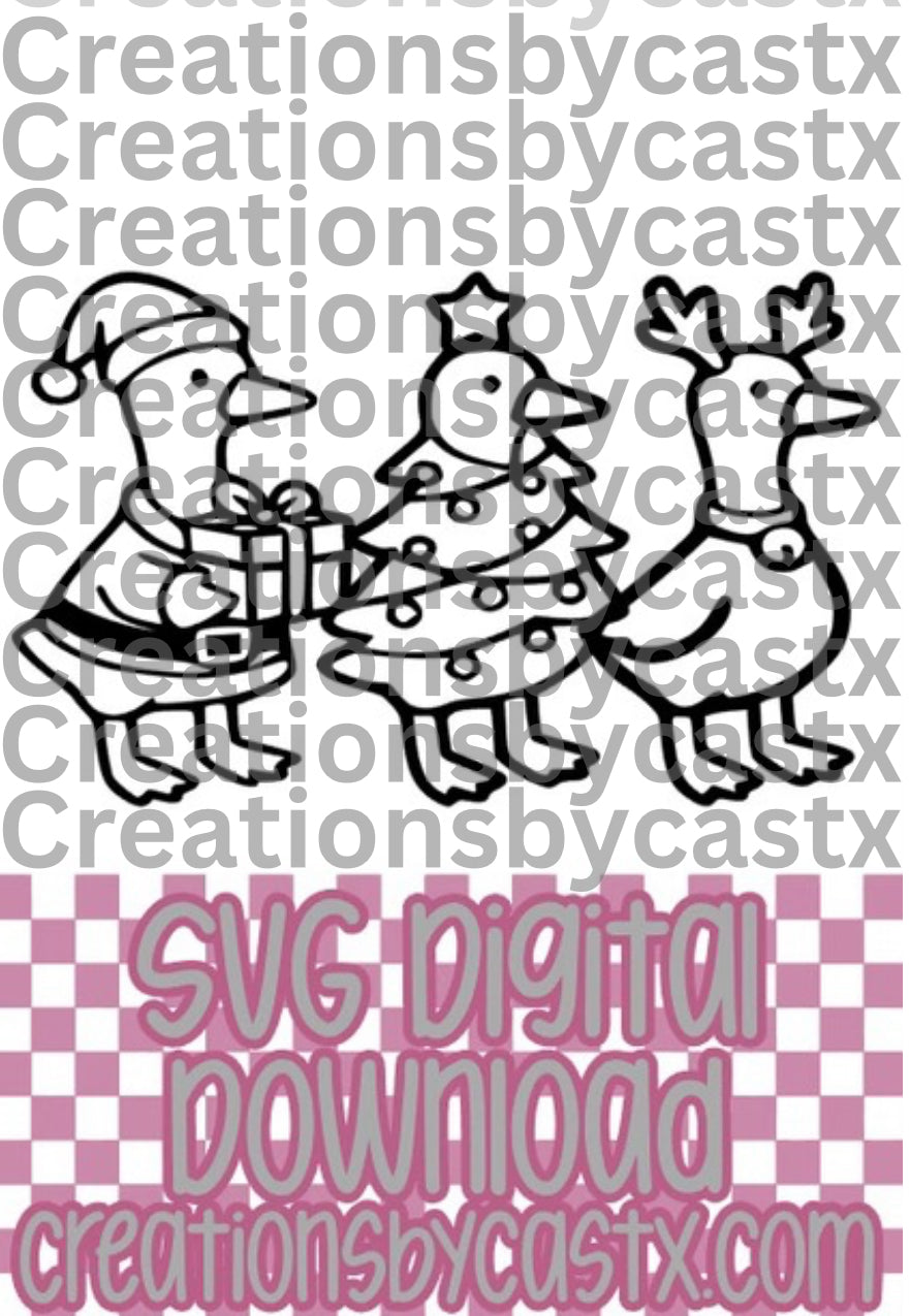 Christmas Geese Trio SVG