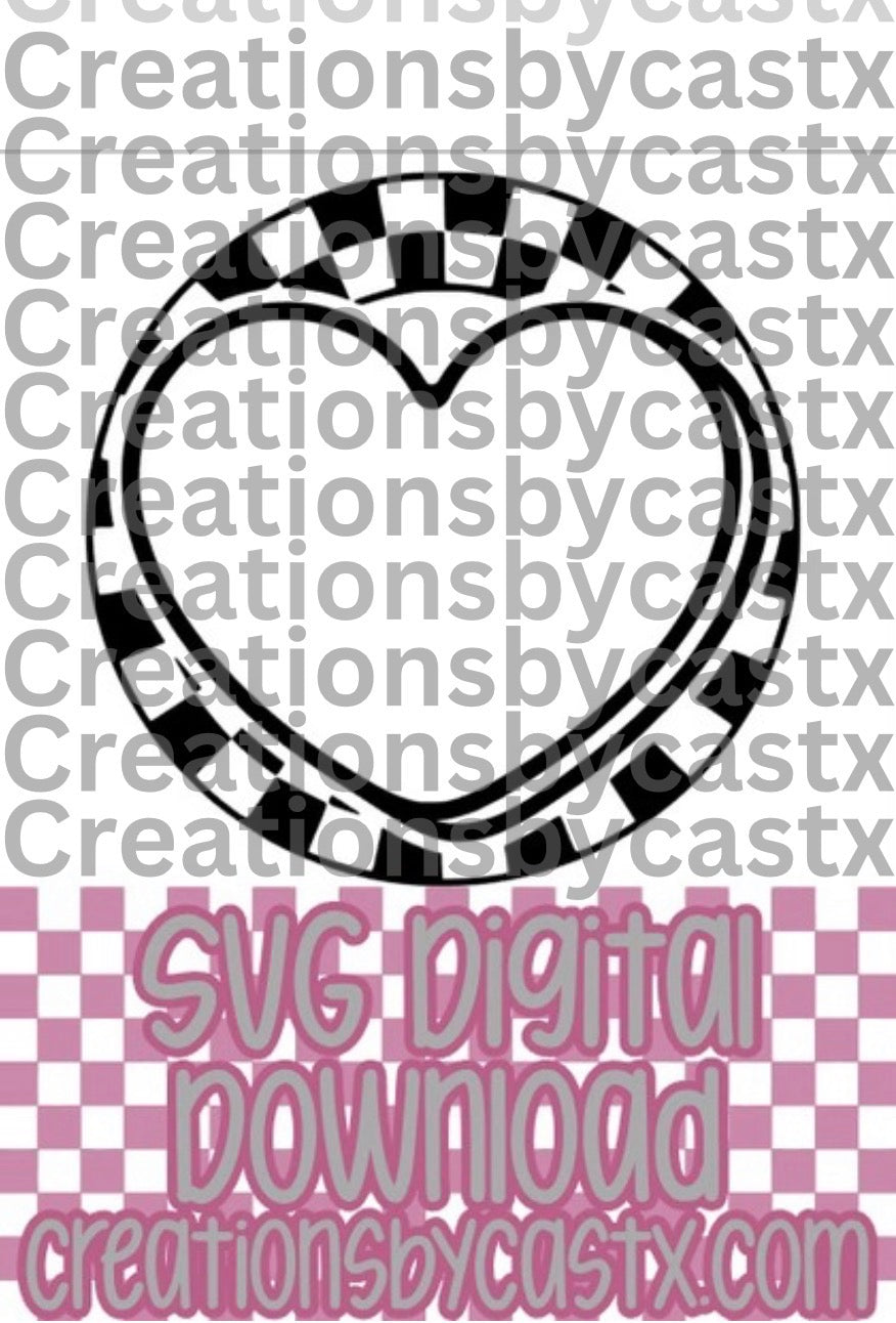 Conversation Heart Checkered Circle SVG