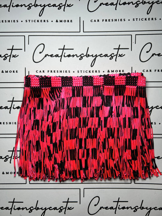 Black and Neon Pink Checkered Fringe
