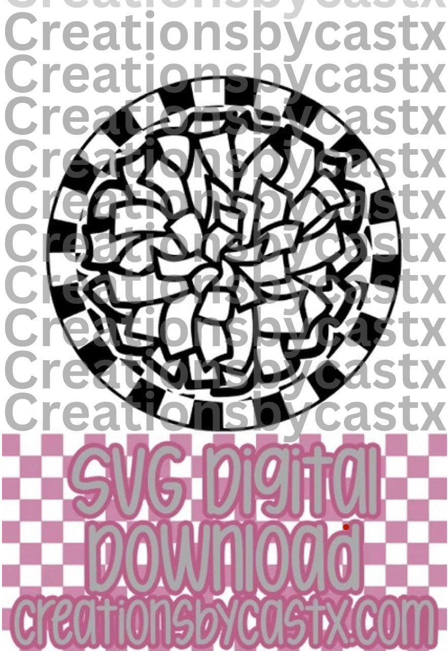 Pom Pom Checkered Circle SVG