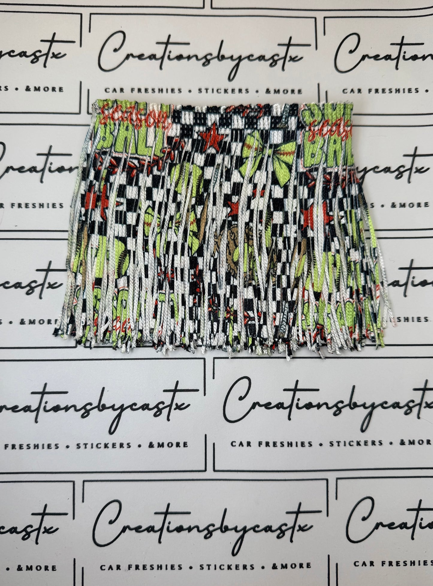Checkered Softball Printed Fringe