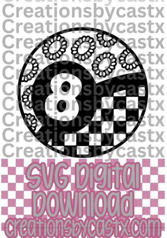 Concho Checkered 8 Ball SVG