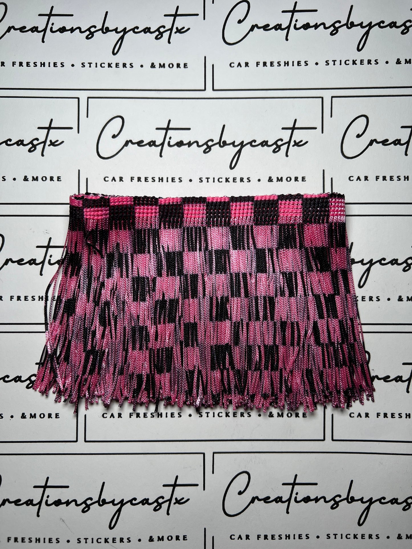 Black and Light Pink Checkered Fringe