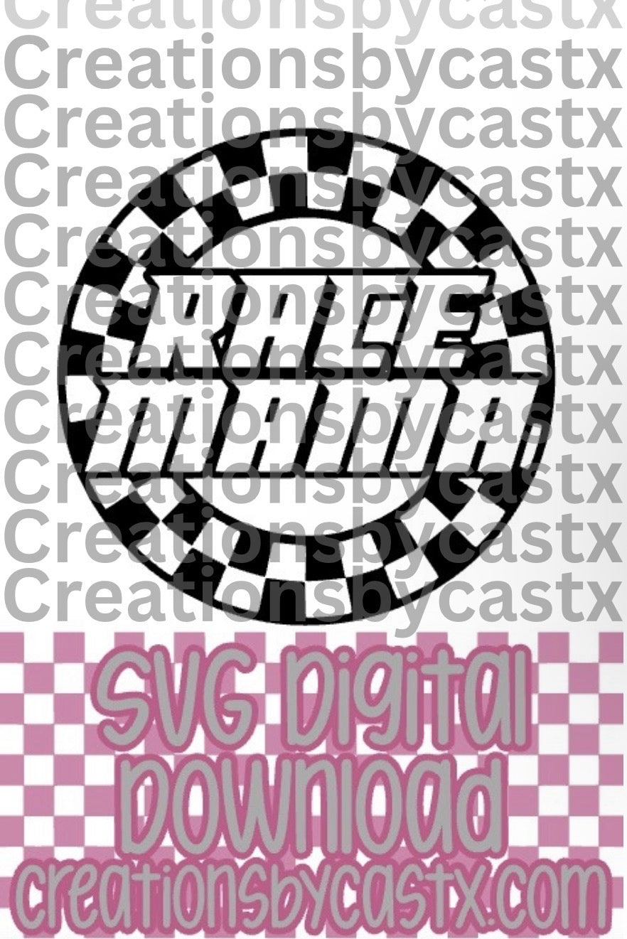 Race Mama Checkered Circle SVG