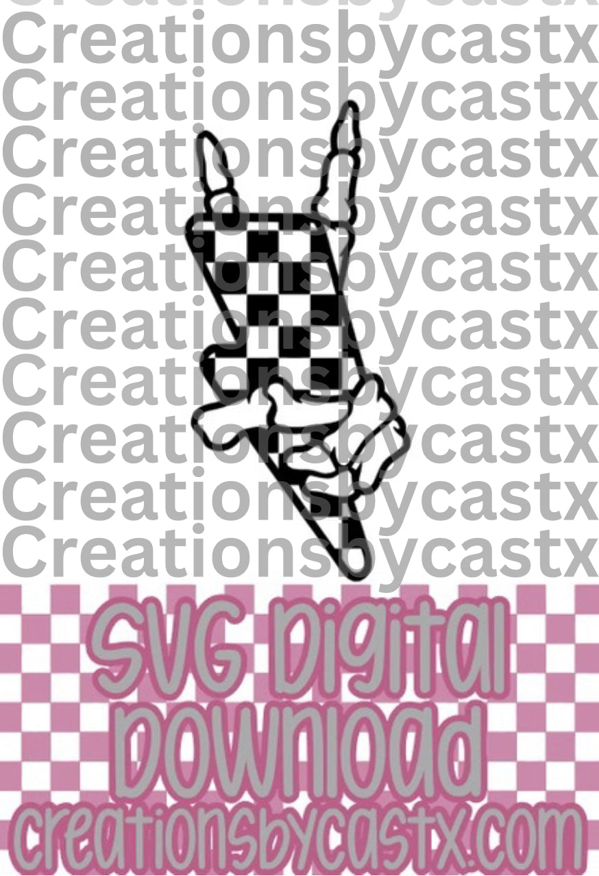 Checkered Bolt Peace Skelly SVG