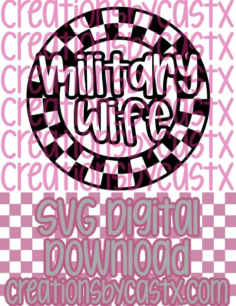 Military Wife Check Circle SVG