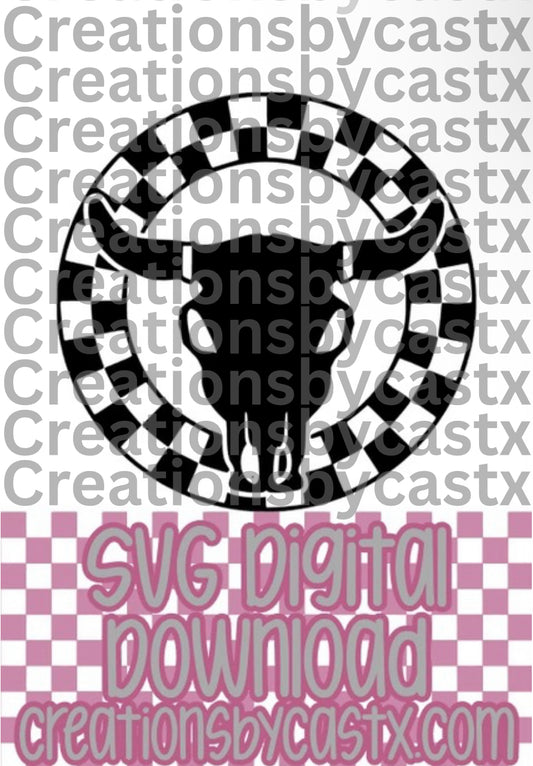Bull Checkered Circle SVG