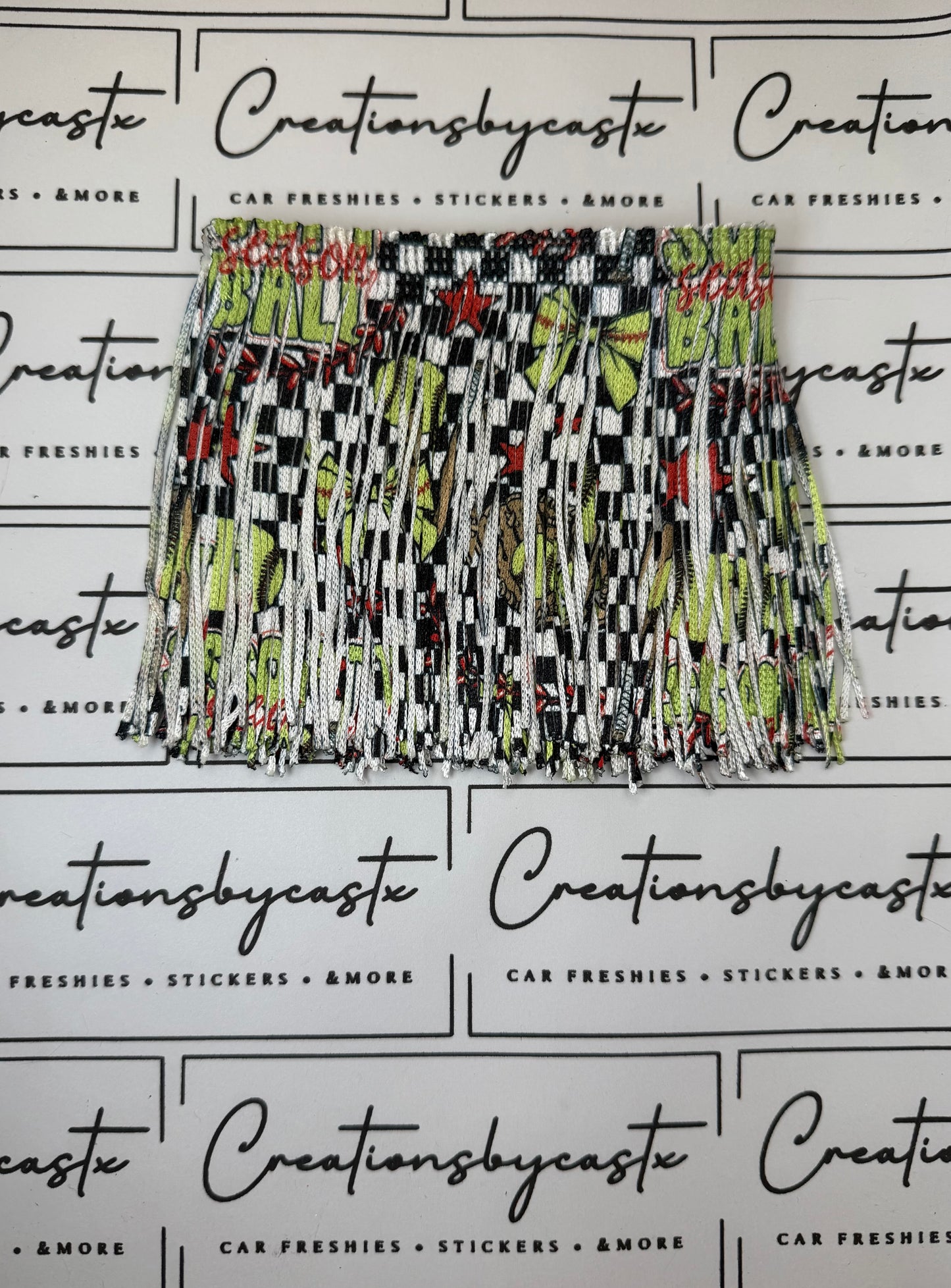 Checkered Softball Printed Fringe