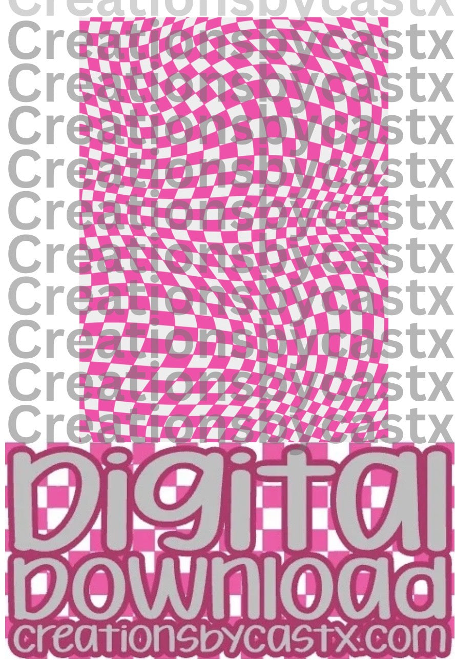 White Pink Wavy Checkered Digital Download