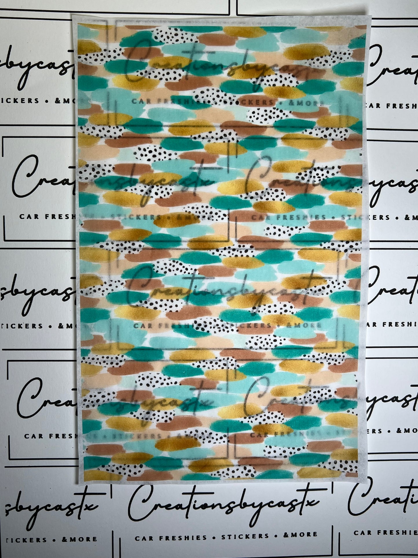 Teal Aqua & Tan Brushstroke Tissue Paper