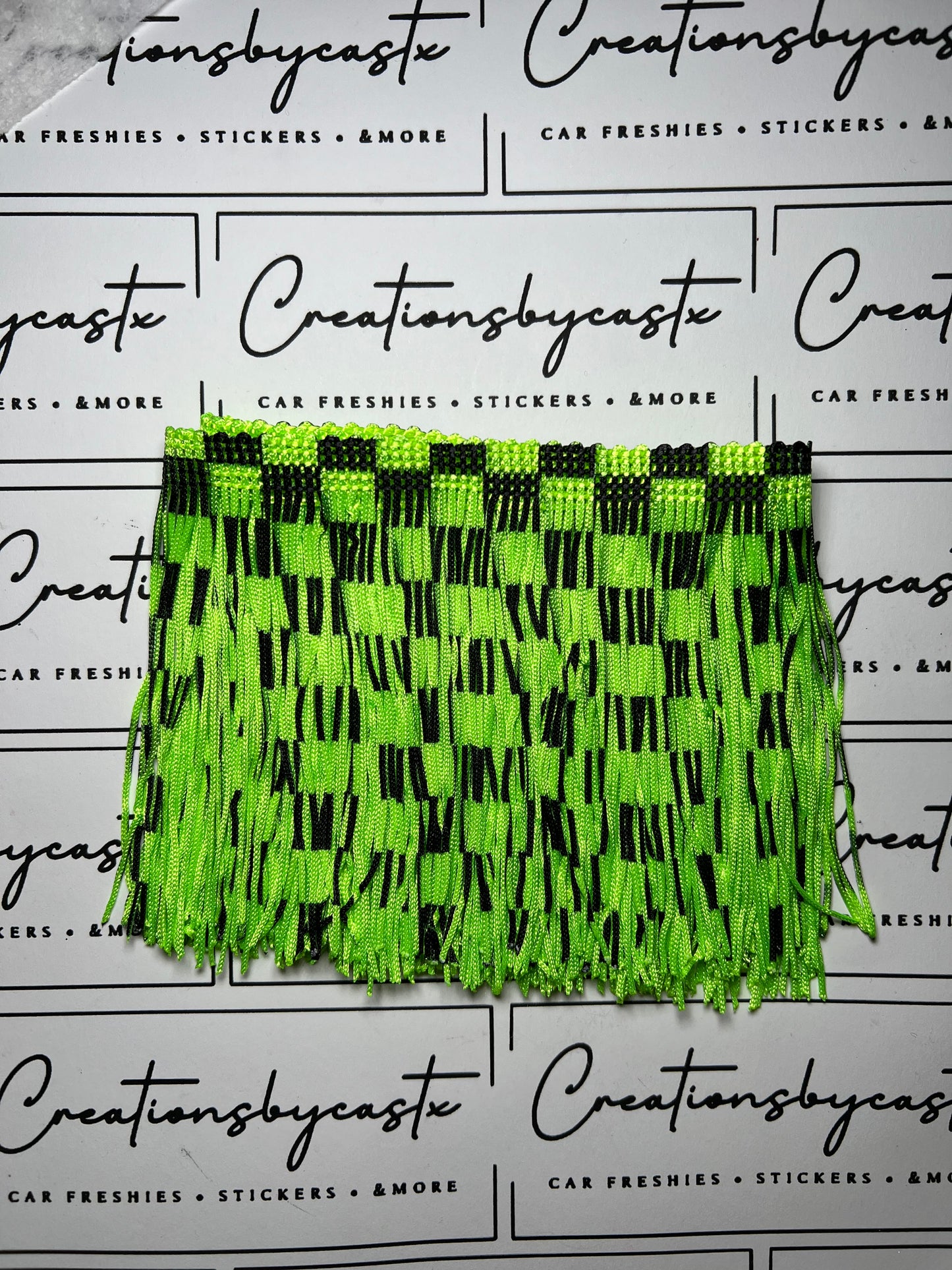 Black and Neon Green Checkered Fringe