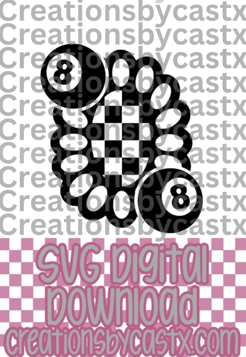 Checkered Concho w 8 Balls SVG