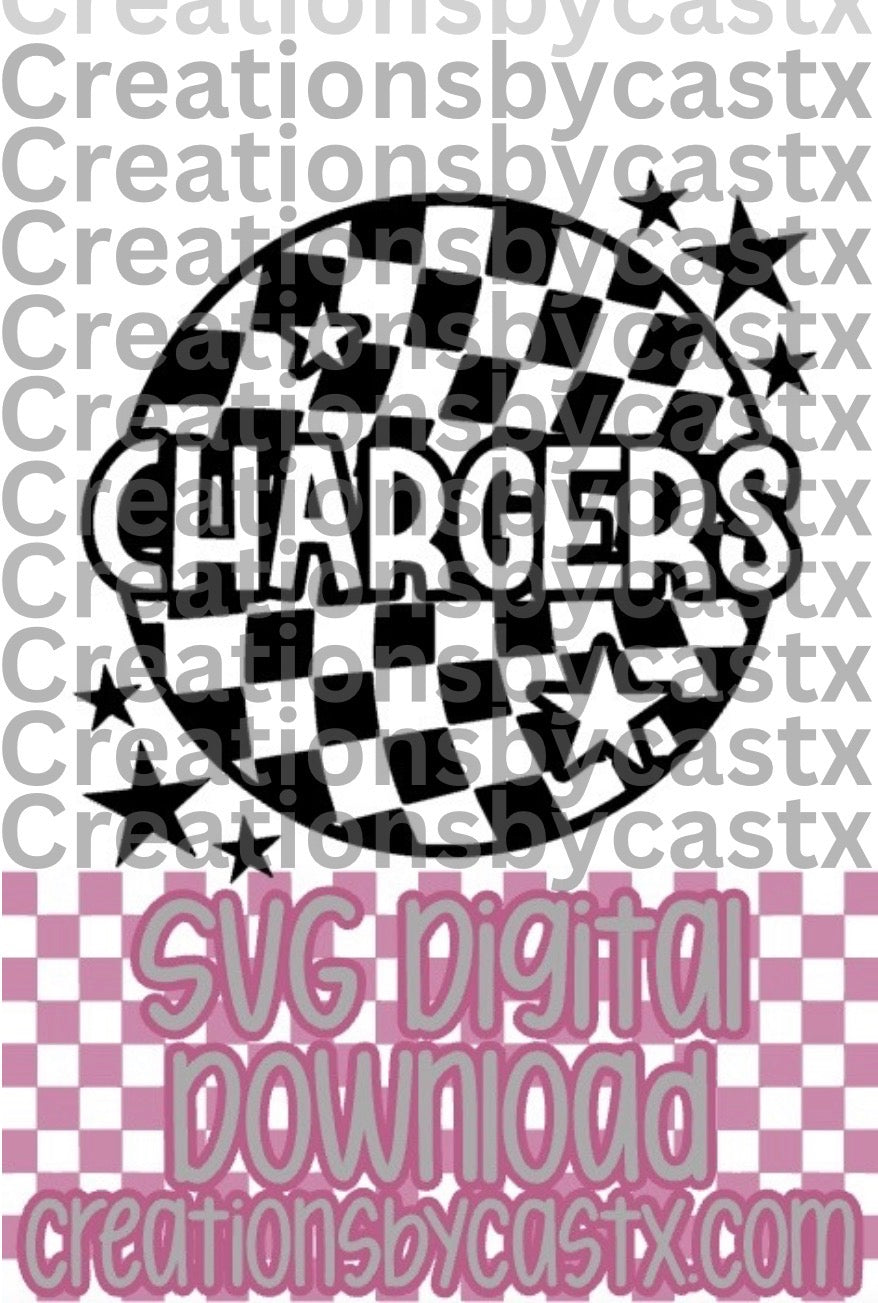 Chargers Checkered Round SVG