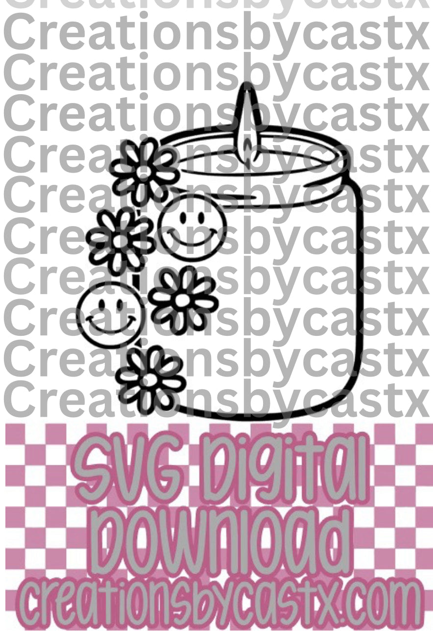 Diasy Smiley Candle SVG