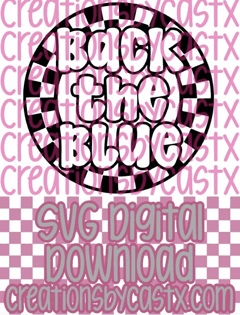 Back The Blue Checkered Circle SVG