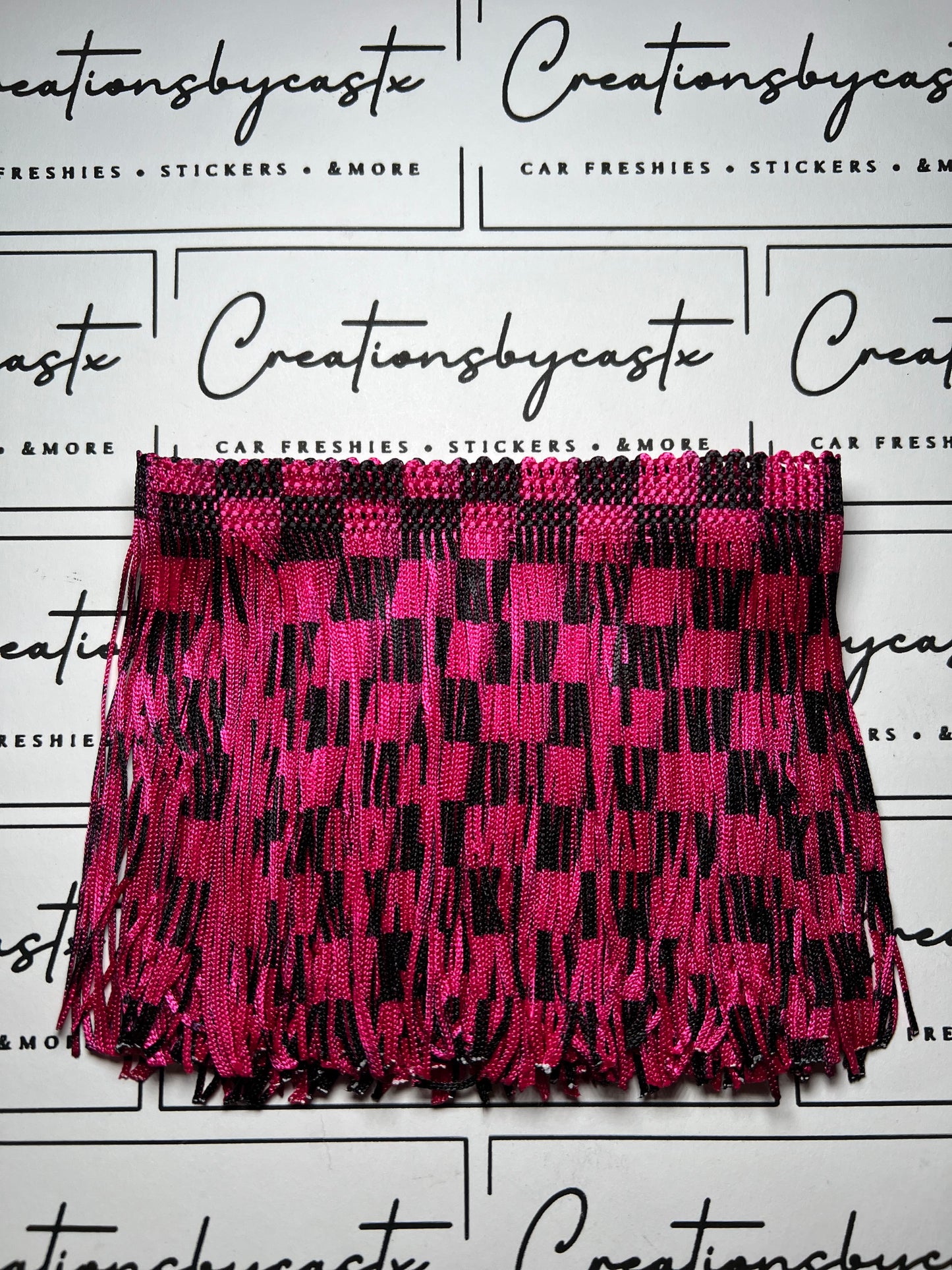 Black and Hot Pink Checkered Fringe