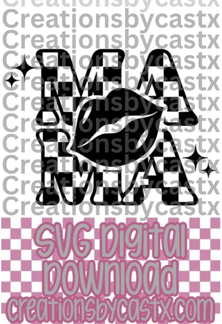 Mama Checkered Lips SVG