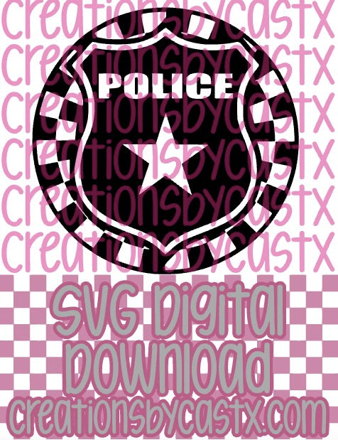 Police Checkered Circle SVG