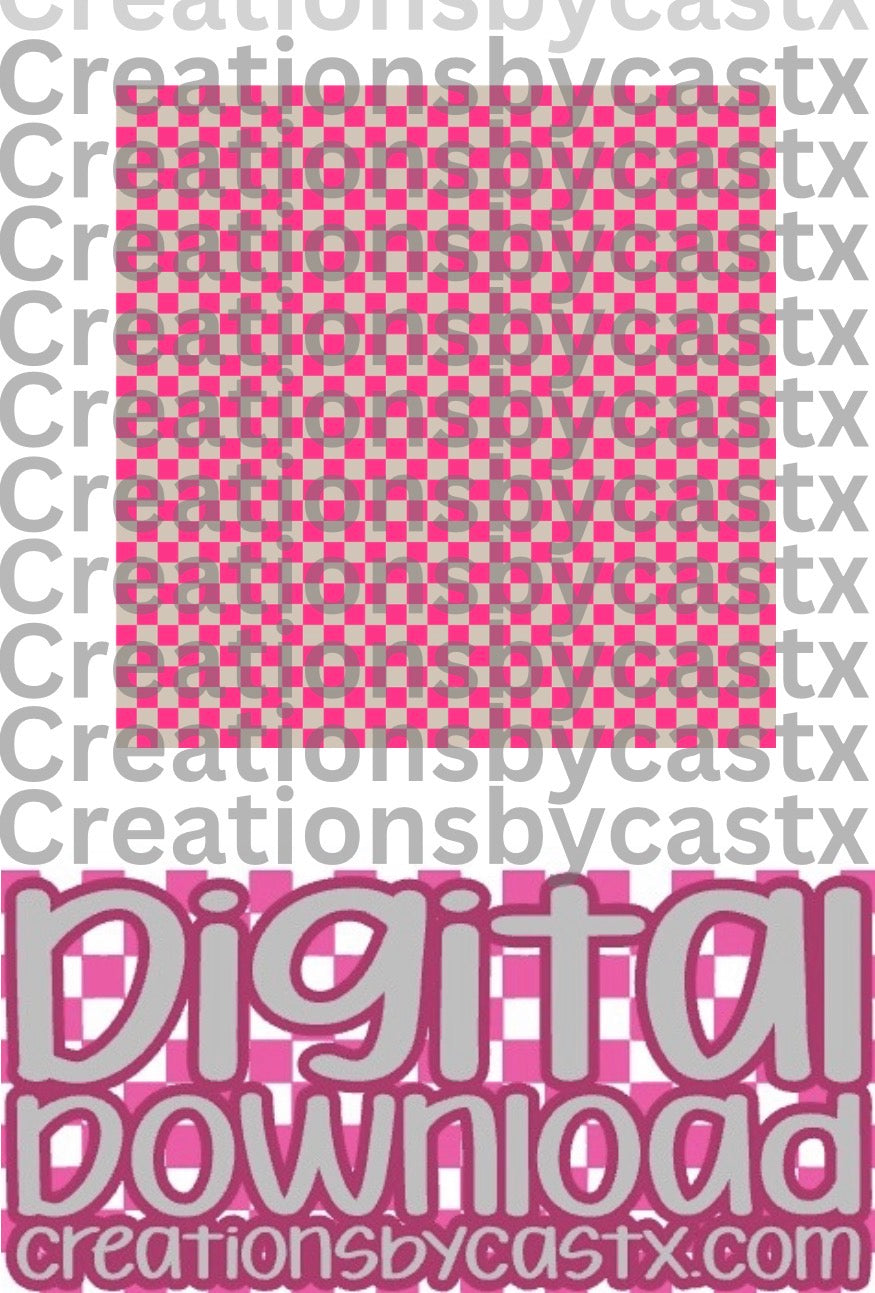 Cream Pink Checkered Digital Download