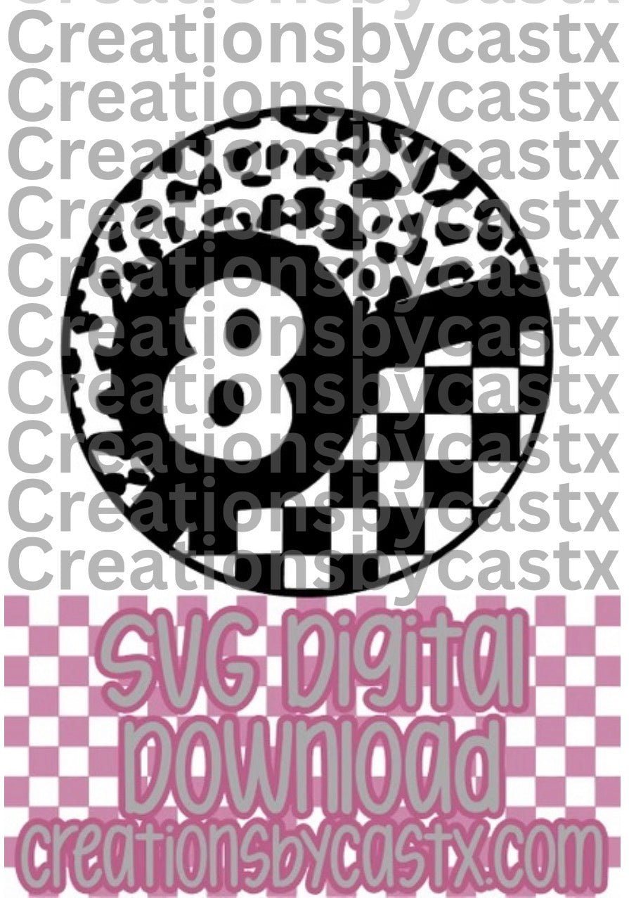 Leopard Checkered 8 Ball SVG