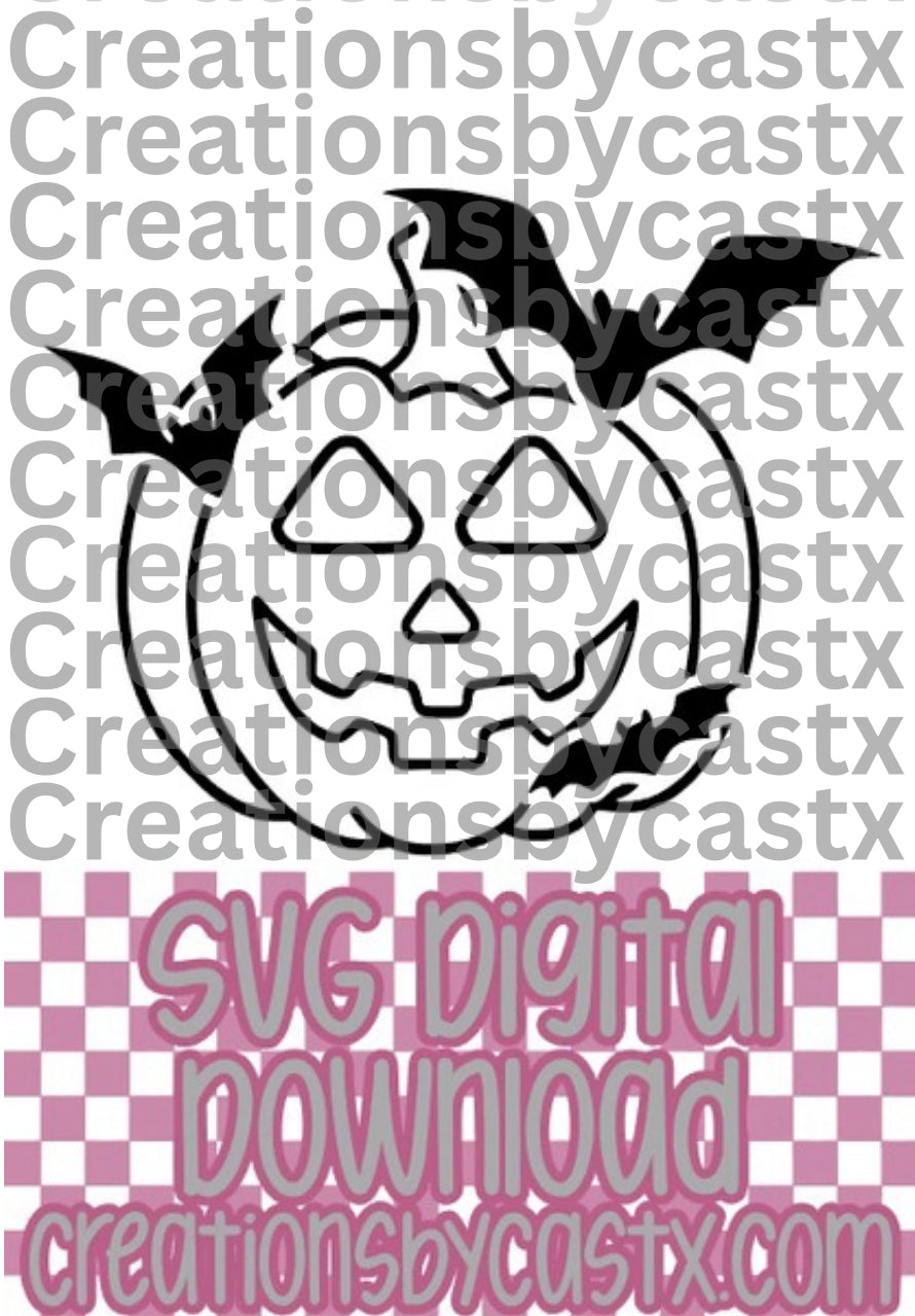 Jack O Lantern w Bats SVG