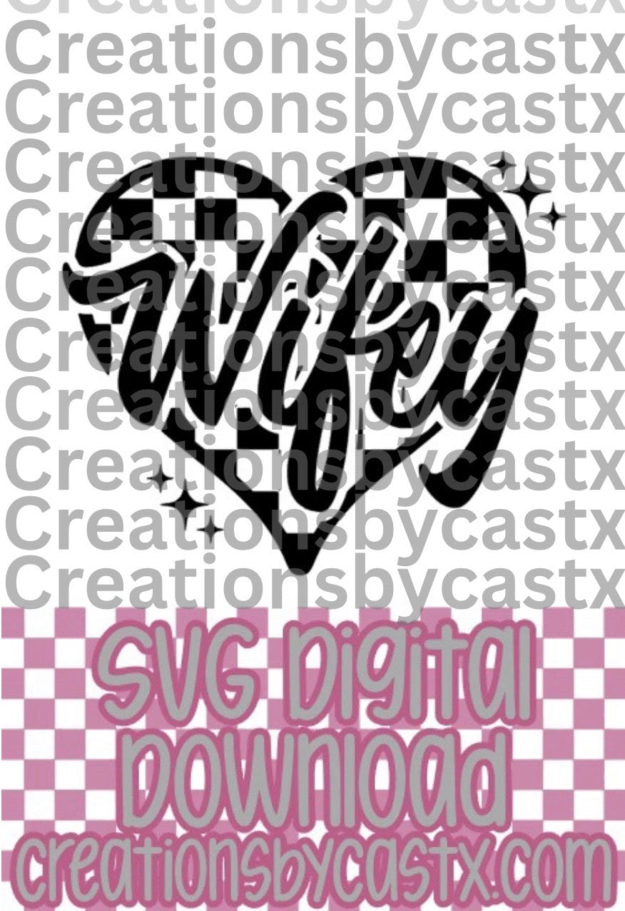 Wifey Checkered Heart SVG