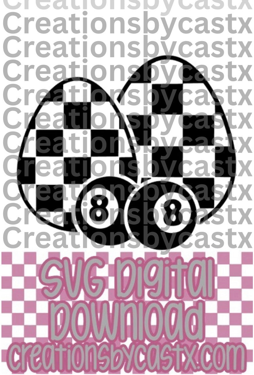 Checkered Egg 8 Balls SVG