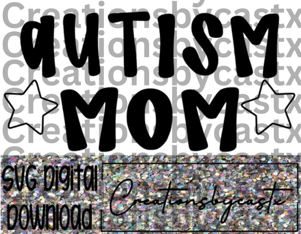 Autism Mom Cute Lettering SVG
