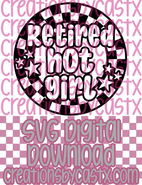 Retired Hot Girl Checkered Circle SVG
