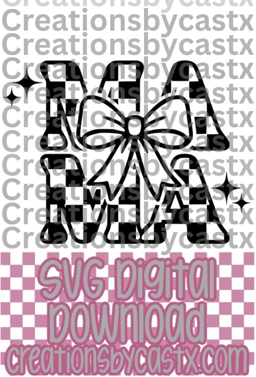 Mama Checkered Bow SVG
