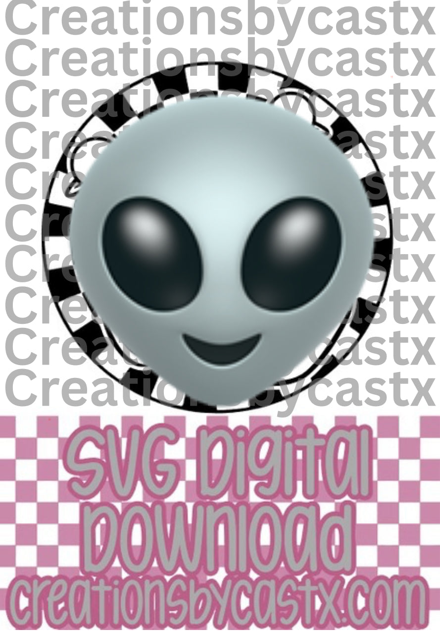 Green Alien Checkered Circle SVG