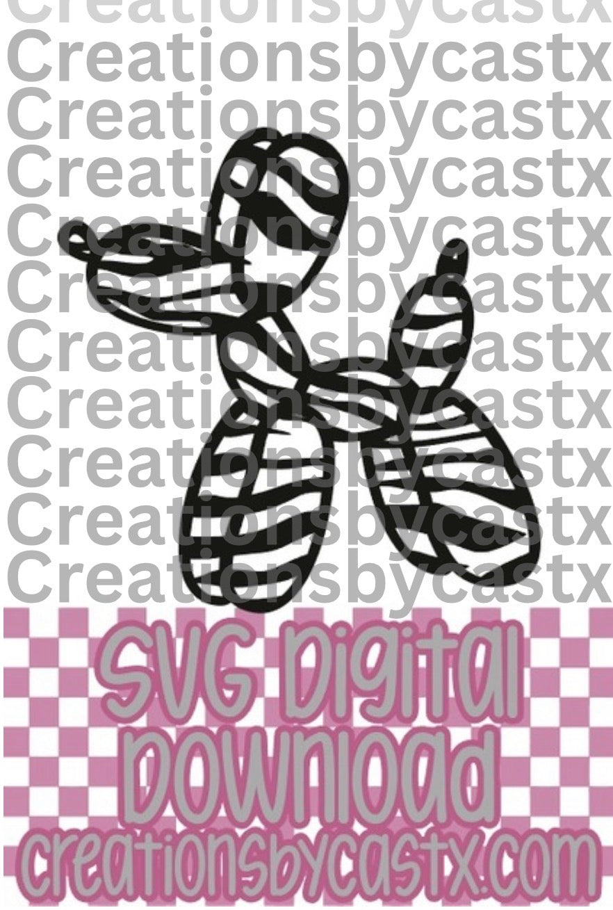 Zebra Balloon Dog SVG