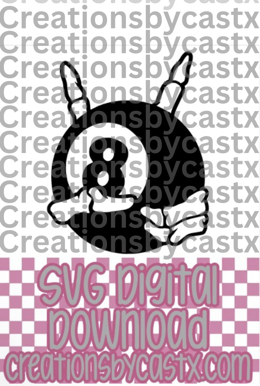 8 Ball Peace Skelly SVG