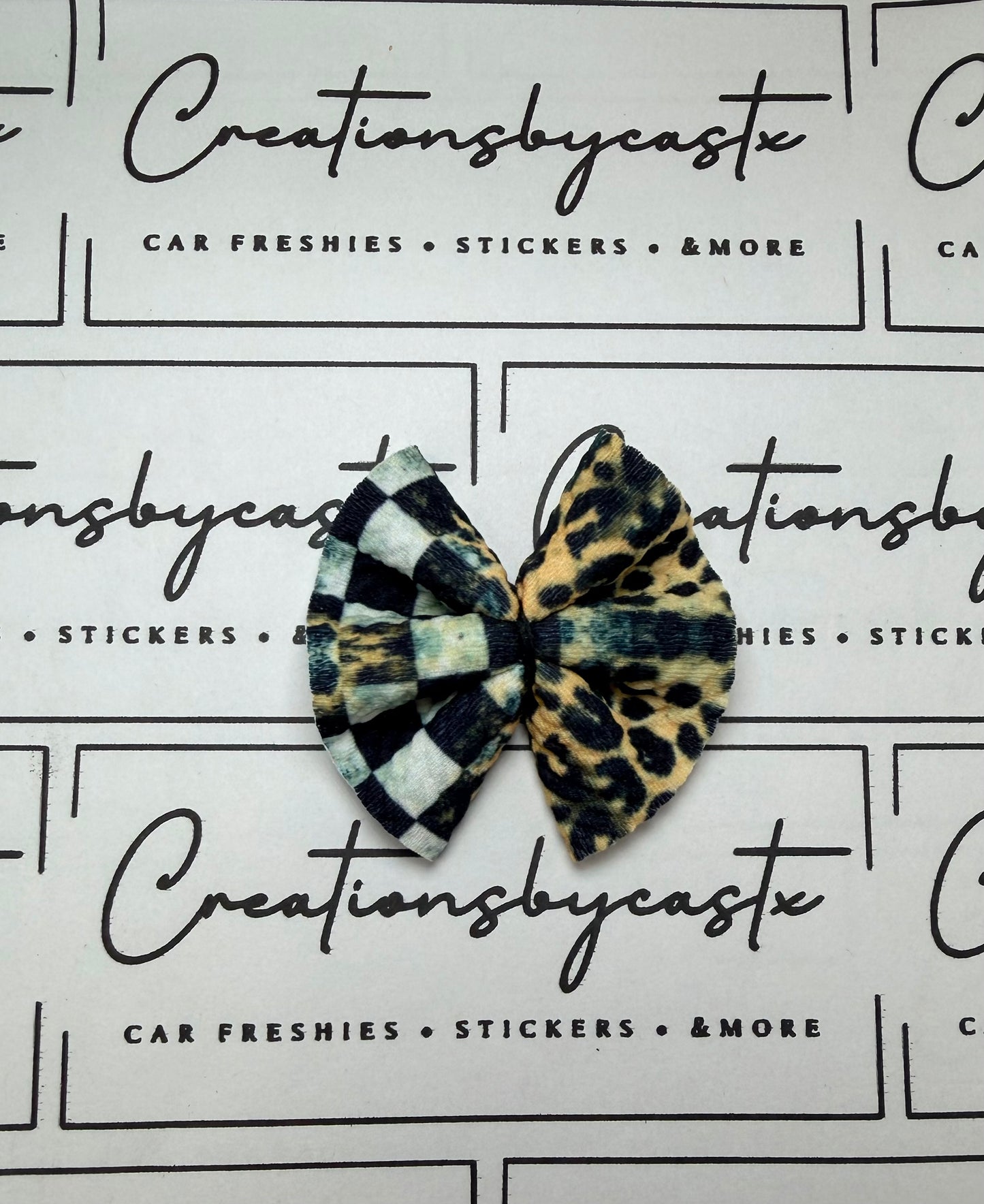 Leopard & Checker Freshie Bow