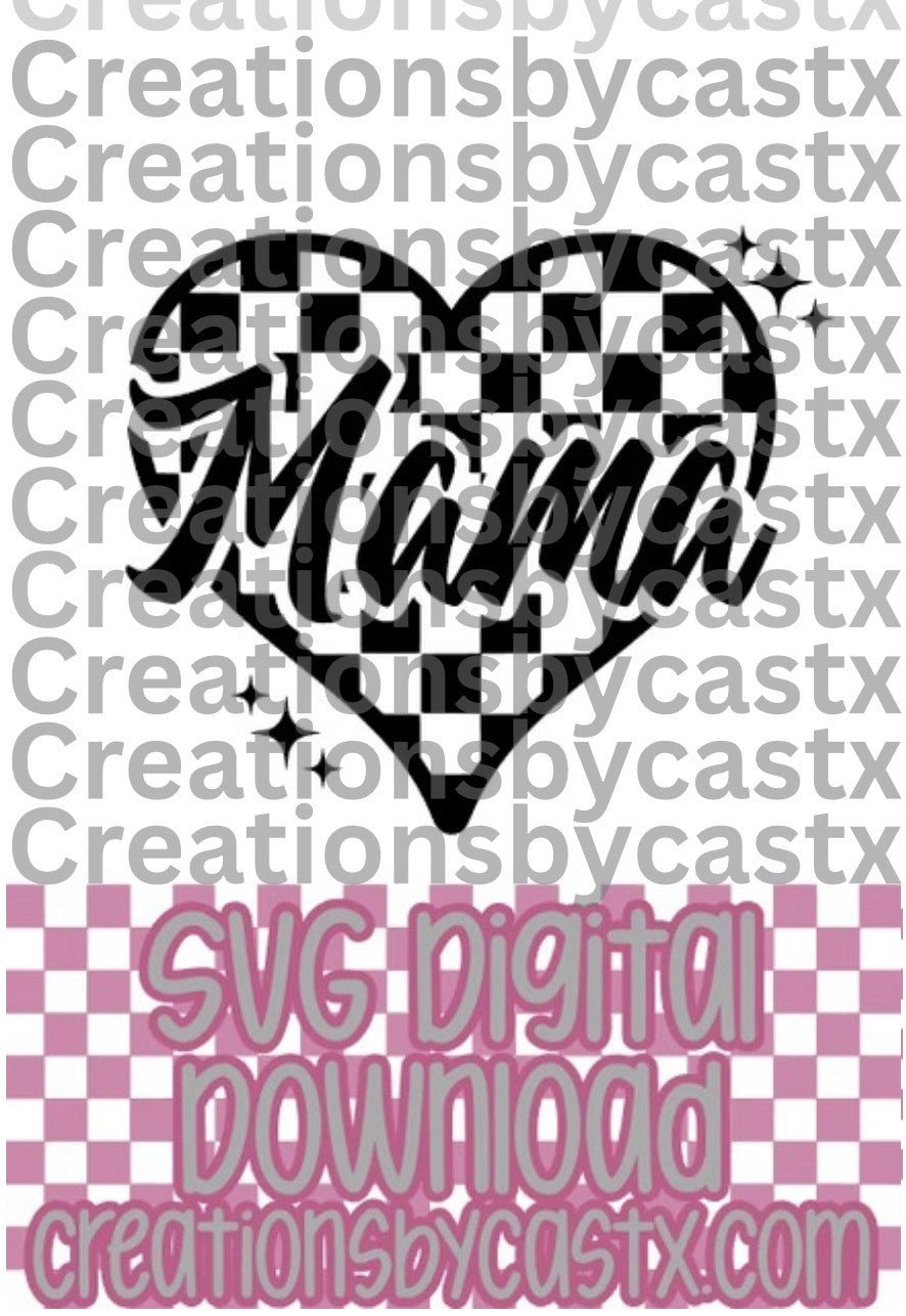 Mama Checkered Heart SVG