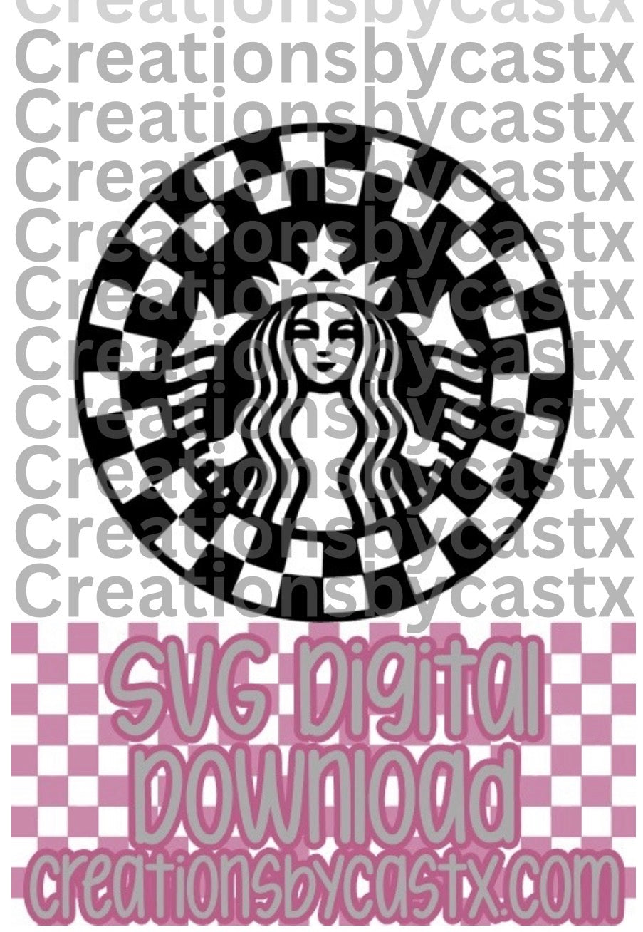 Mermaid Checkered Circle SVG