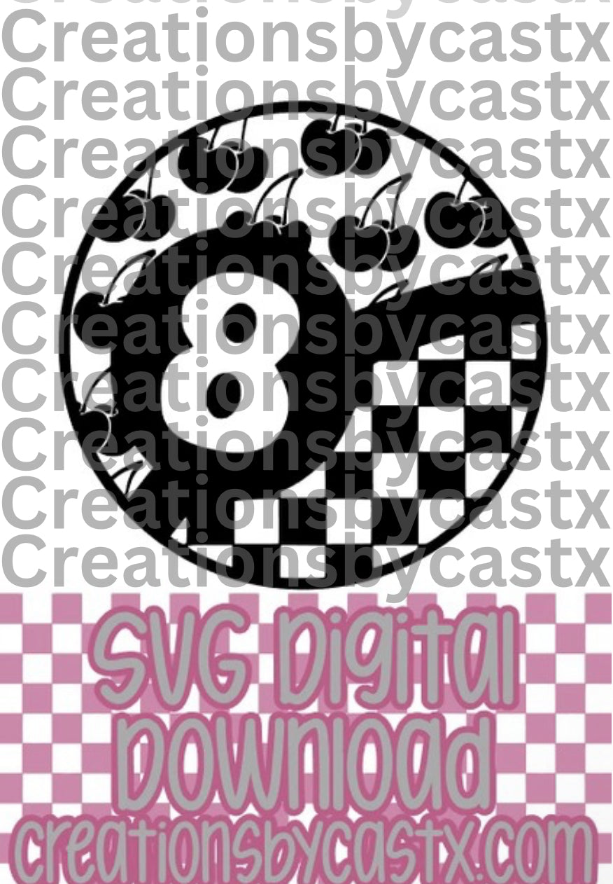Cherry Checkered 8 Ball SVG