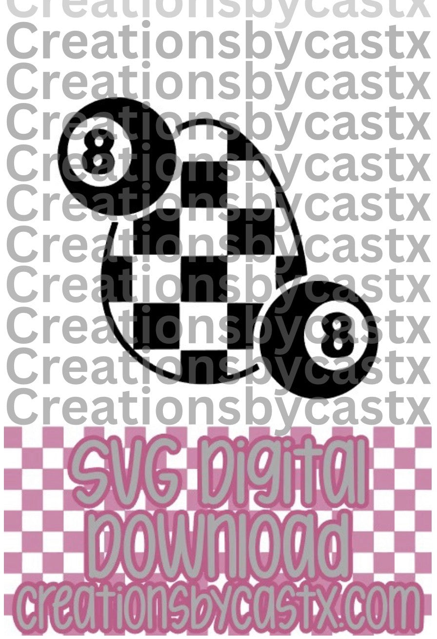 8 Ball Checkered Egg SVG