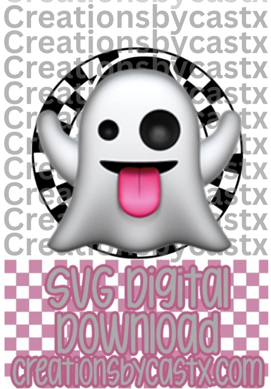 Ghost Checkered Circle SVG