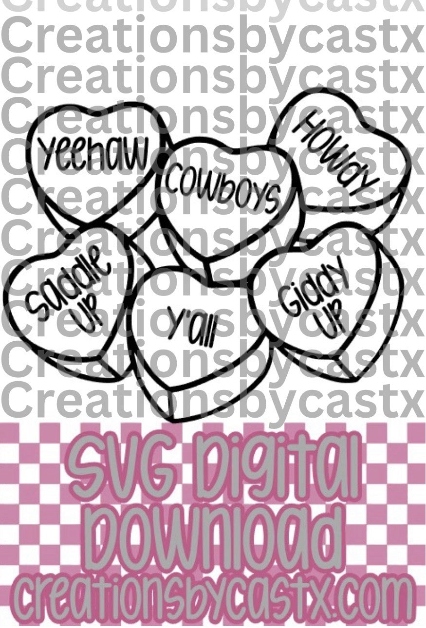 Western Conversation Hearts SVG