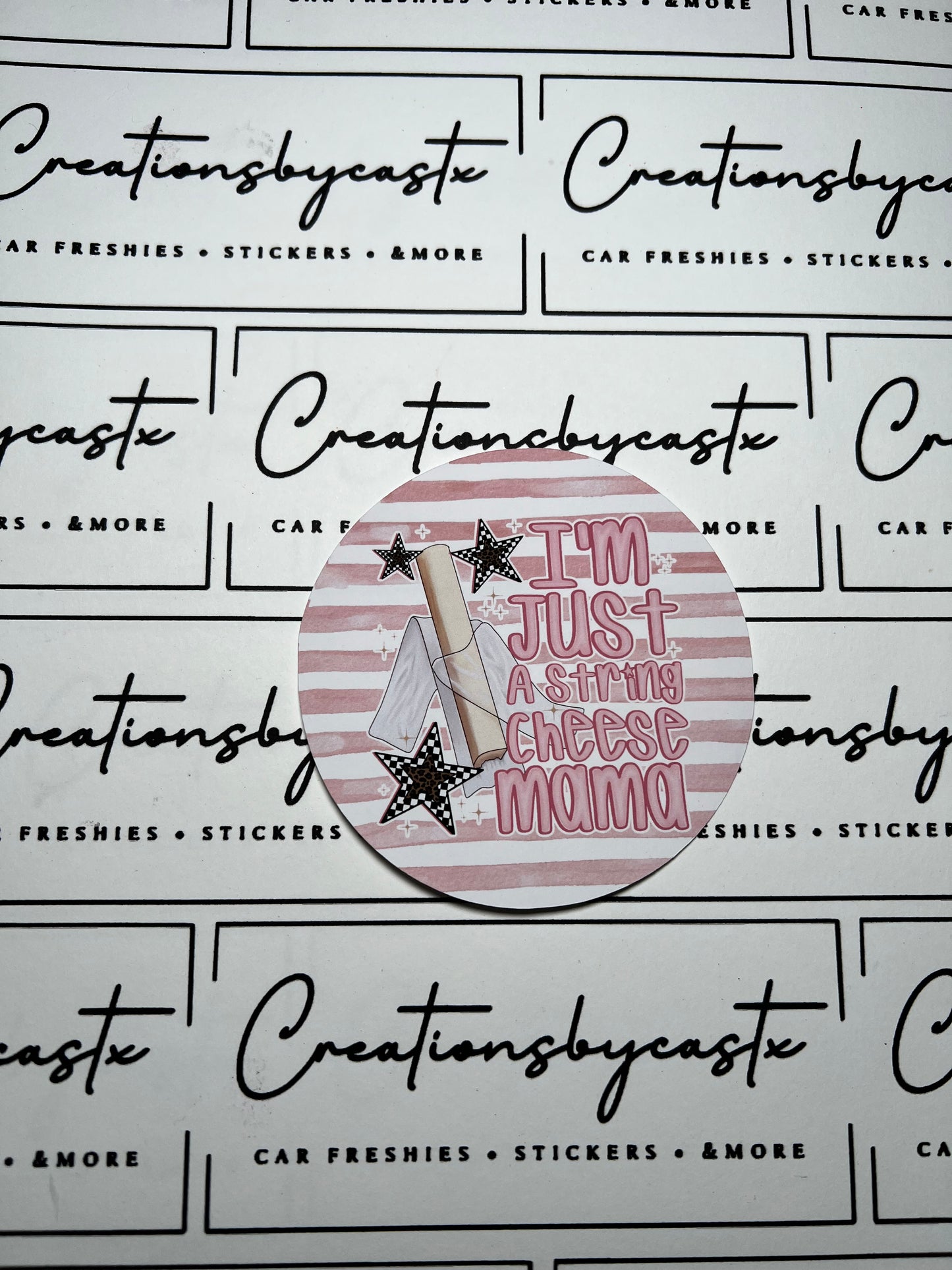 String Cheese Mama Round Cardstock Individual