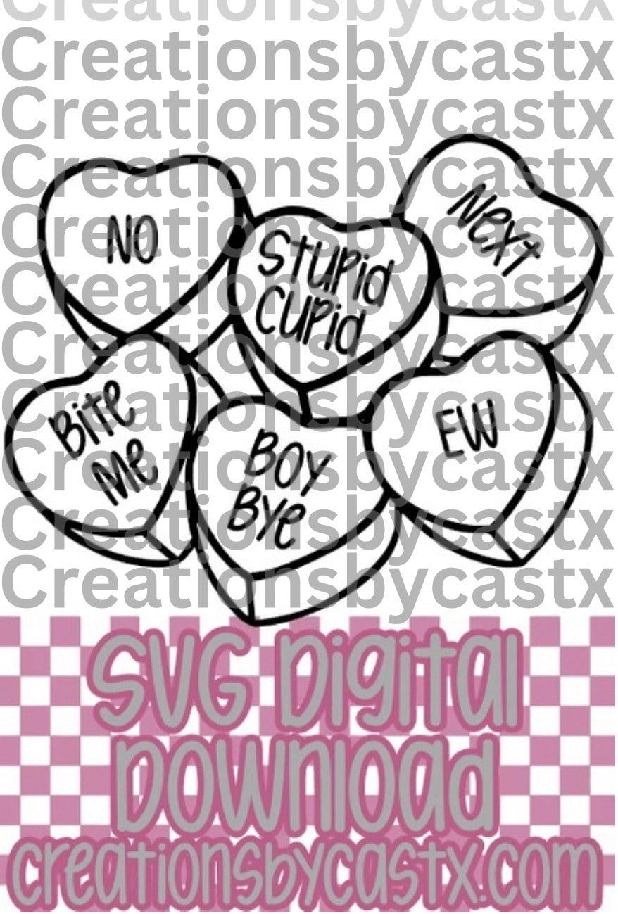 Anti Valentines Conversation Hearts SVG