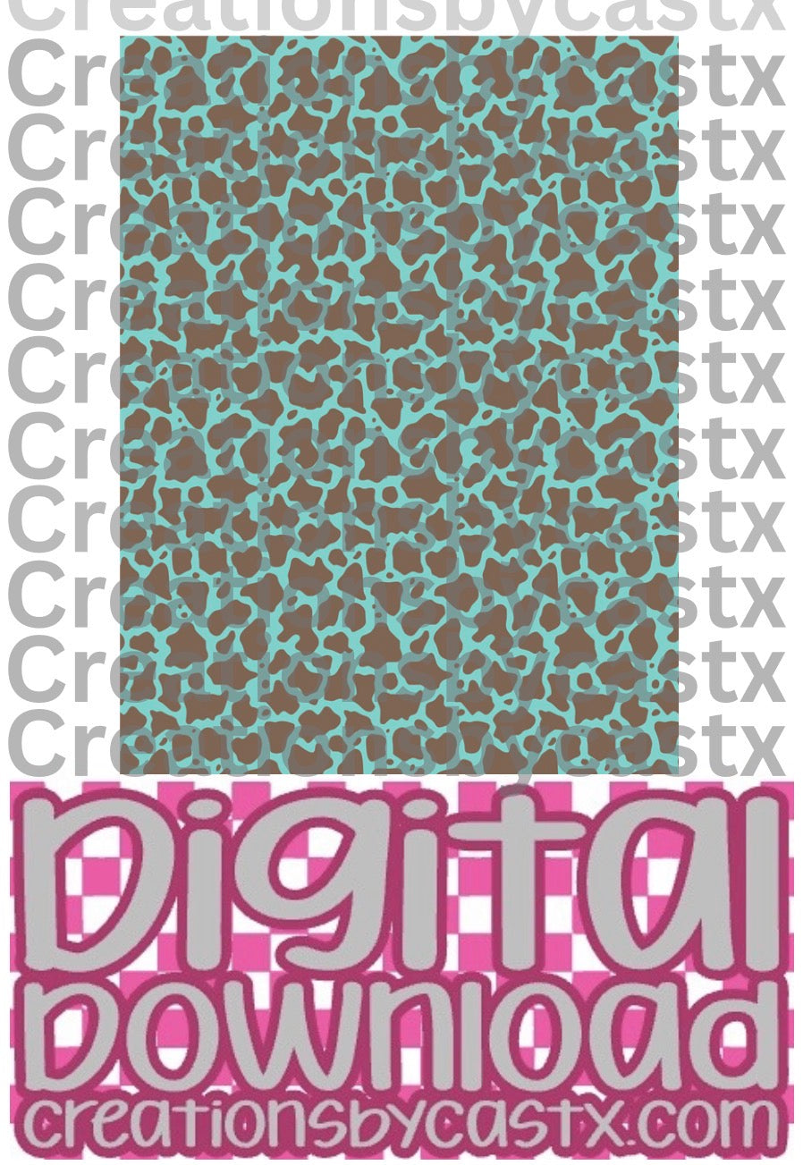 Teal & Brown Cow Print Digital Download