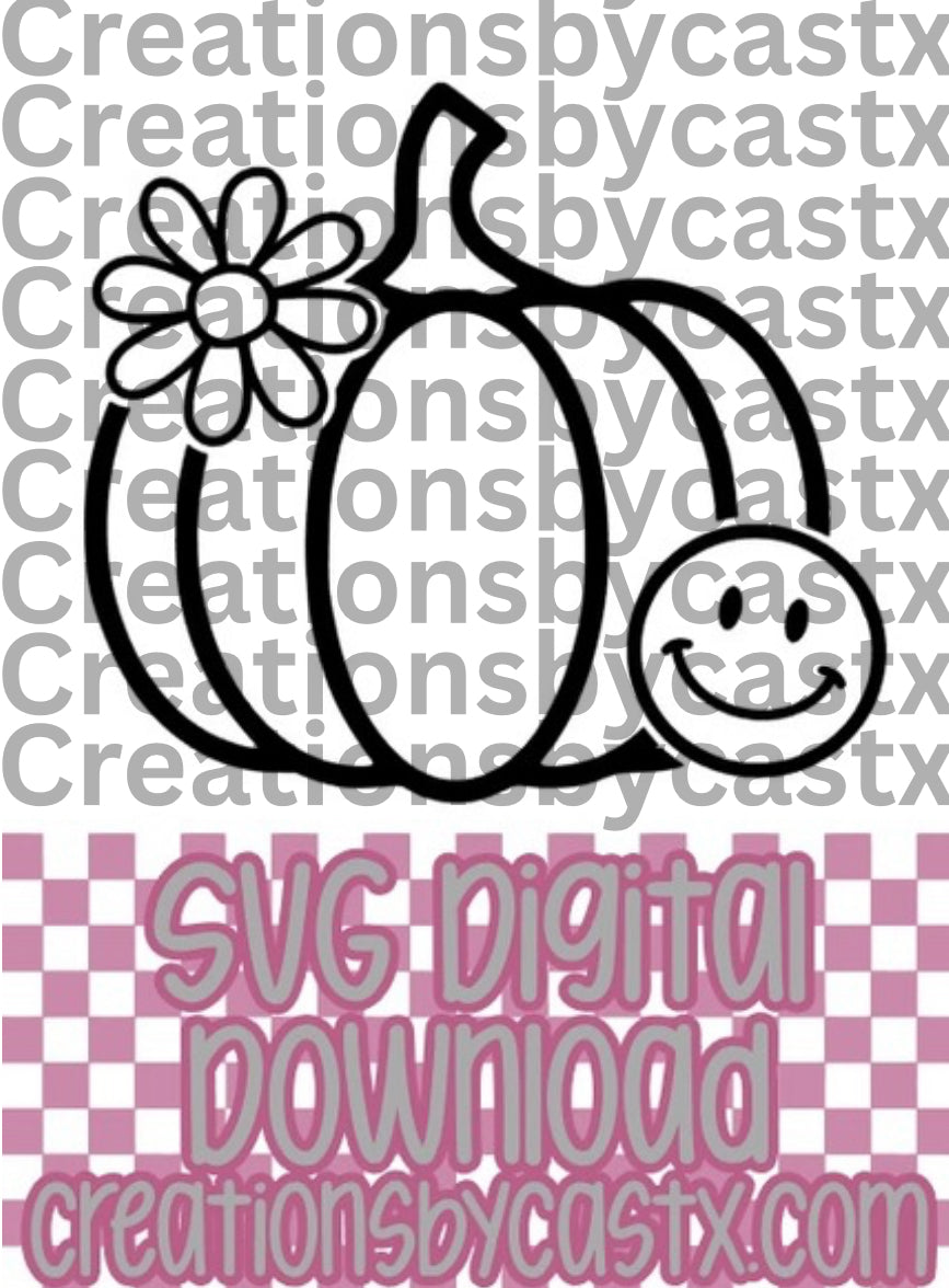Flower Smiley Pumpkin SVG