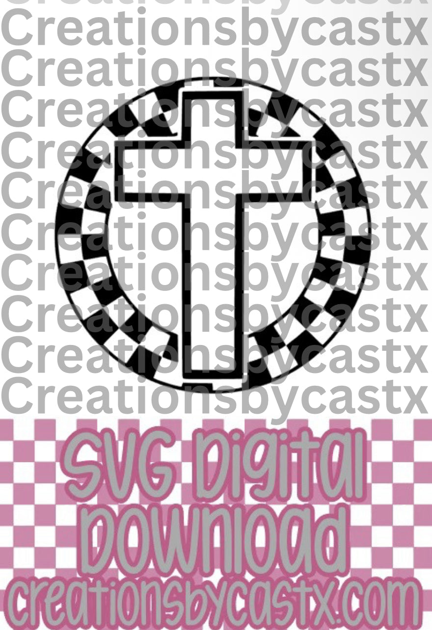 Cross Checkered Circle SVG