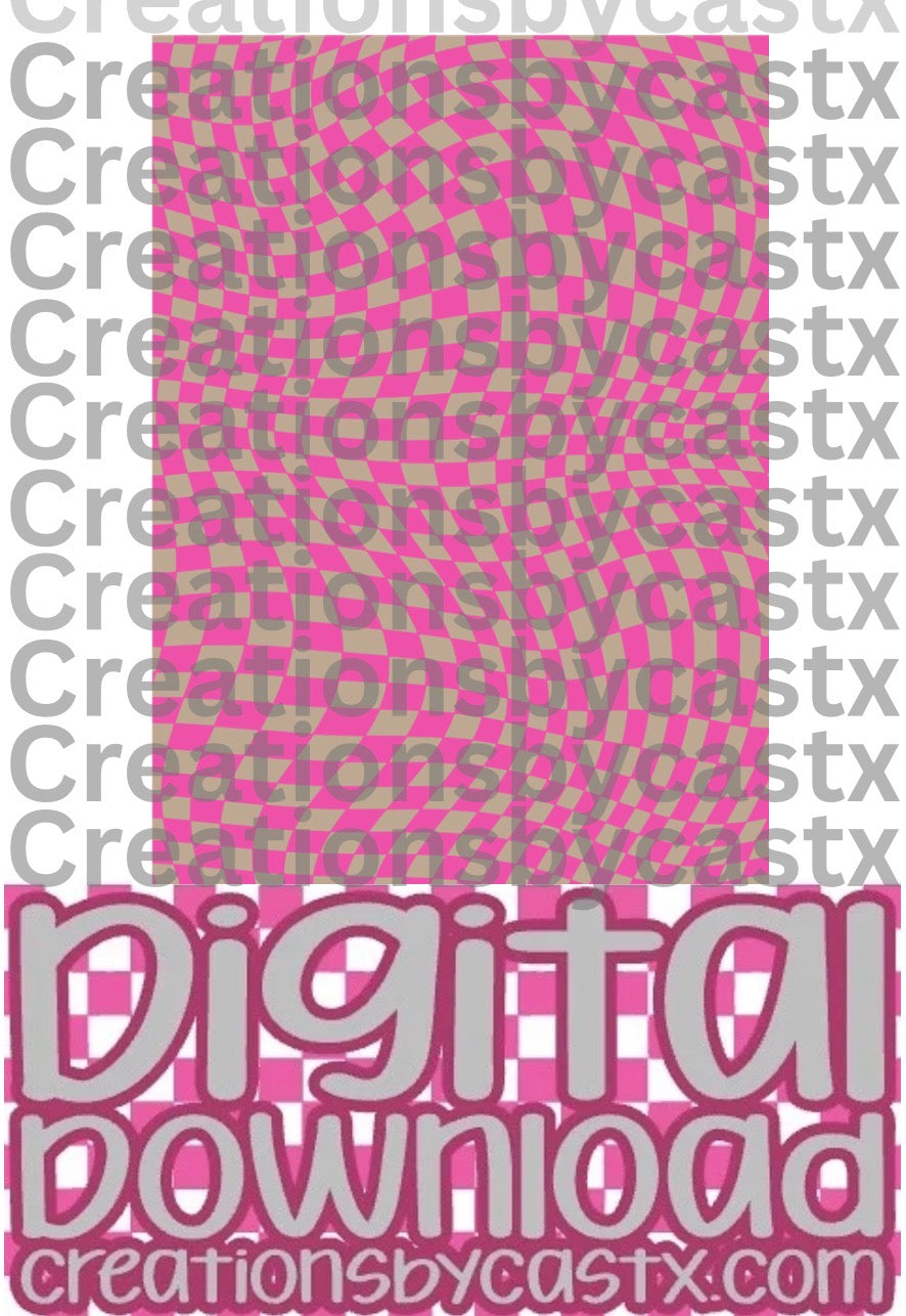 Pink Tan Wavy Checkered Digital Download