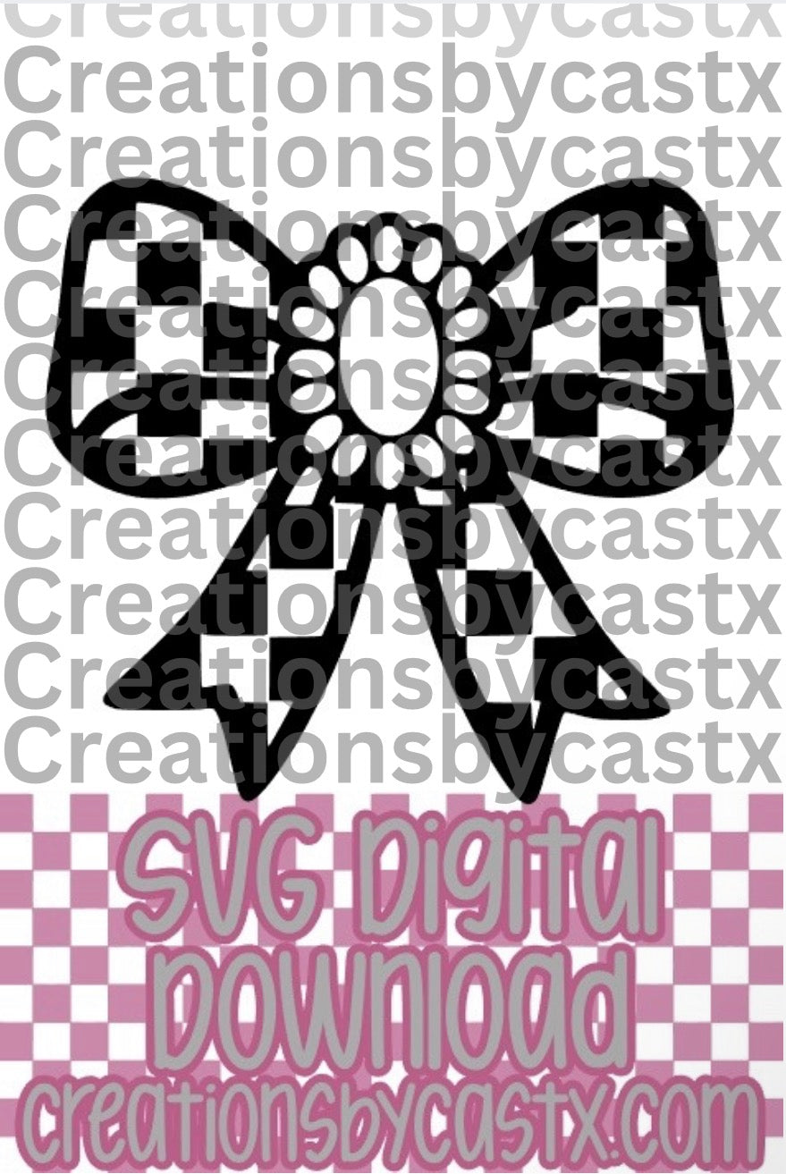 Checkered Bow w/Concho SVG