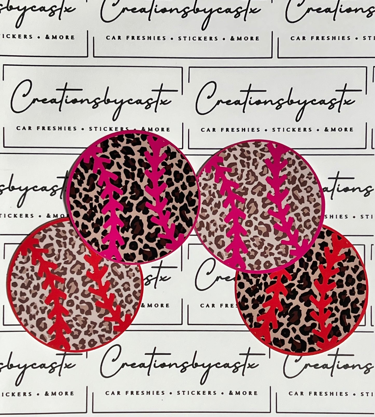 Softball/Baseball Leopard Round Cardstock
